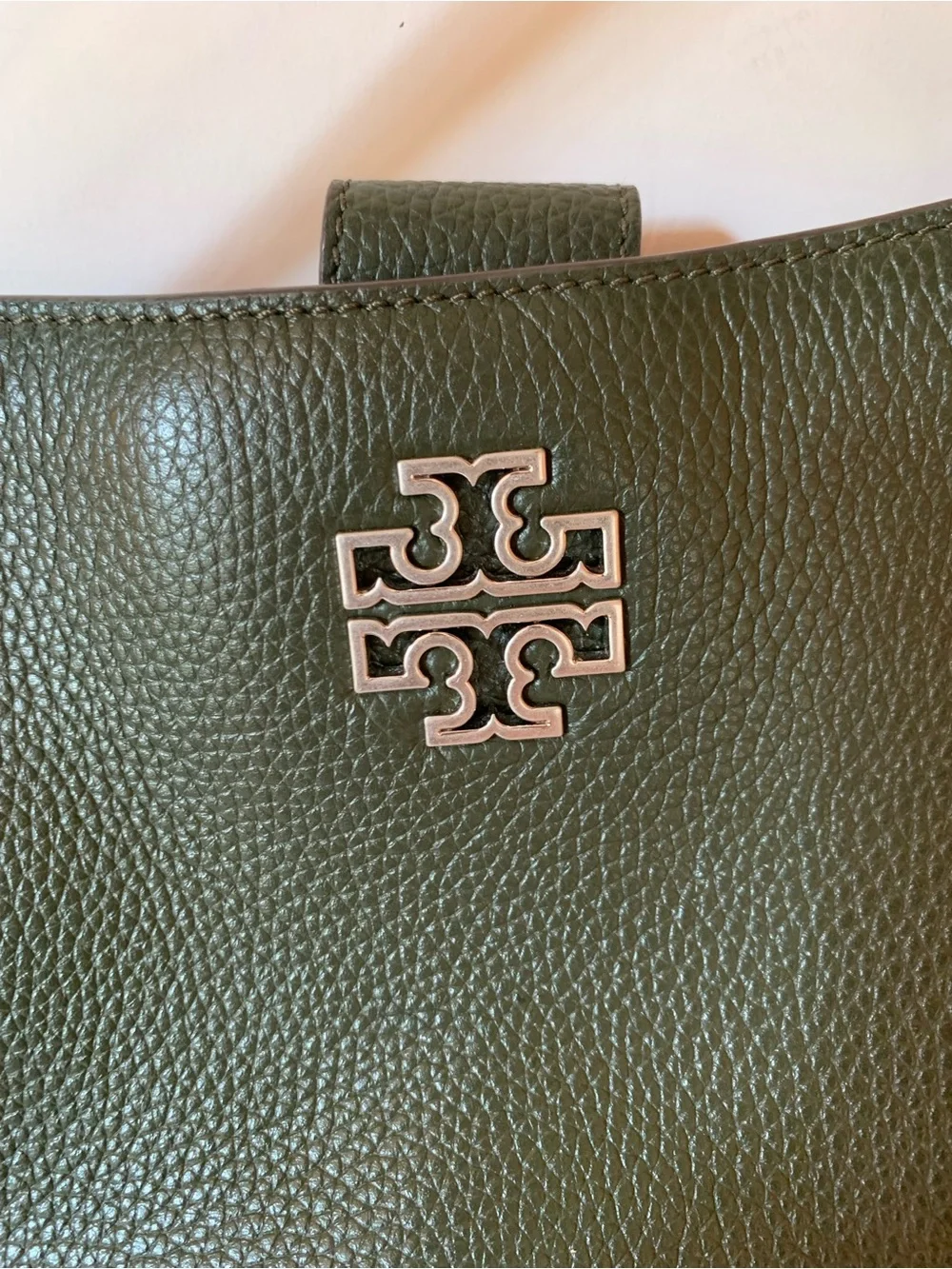 Tory Burch Forest Green Leather Shoulder small Tote